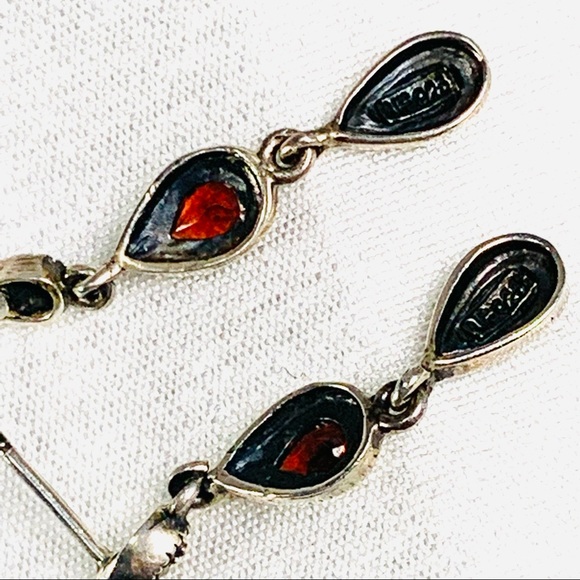 Dainty marcasite sterling post dangle earrings - Picture 6 of 7